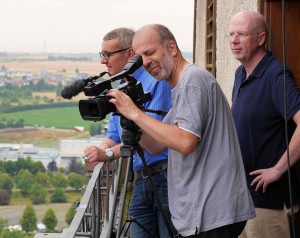 Peter Wilke, Andreas Lehmann & Rainer Wälde auf dem Turm der Stadtkirche