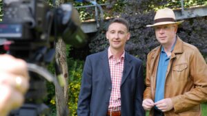 Filmaufnahmen mit Bürgermeister Gerhard Feeß und Rainer Wälde
