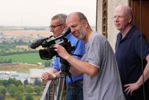 Peter Wilke, Andreas Lehmann & Rainer Wälde auf dem Turm der Stadtkirche